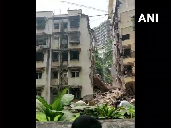 The partially collapsed building in Khar. Photo/ANI