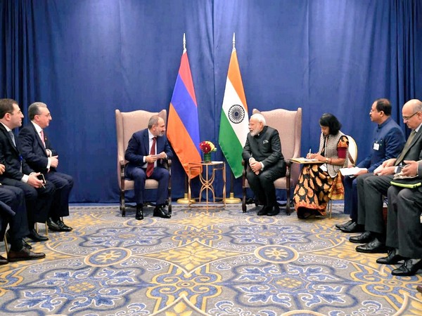 PM Modi and his Armenian counterpart Nikol Pashinyan during a meeting on the sidelines of UNGA in New York on Wednesday. Photo/Twitter