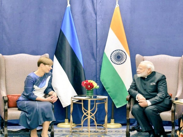 PM Modi and Estonia’s President Kersti Kaljulaid during a meeting on the sidelines of UNGA in New York on Wednesday. Photo/Twitter
