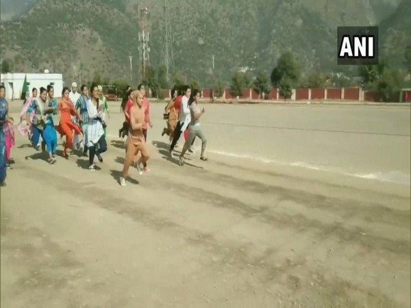 Female candidates participating in police recruitment drive in Ramban district on Monday. Photo/ANI