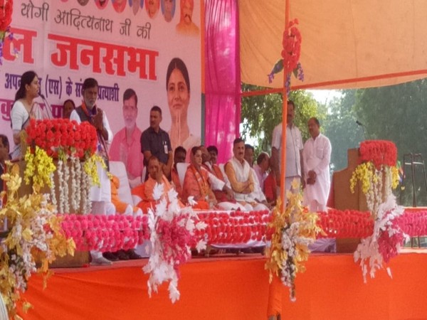 Rajkumari Ratna Singh attending a rally led by Uttar Pradesh Chief Minister Yogi Adityanath on Tuesday in Pratapgarh. Photo/ANI