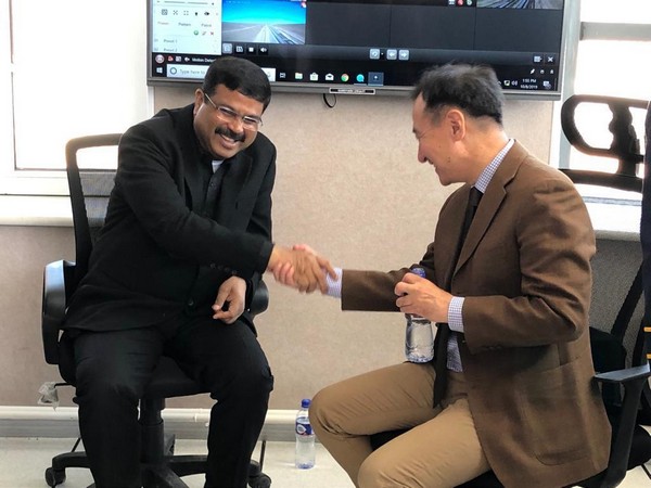  Union Minister Dharmendra Pradhan with Mongolia’s Foreign Minister Damdin Tsogtbaatar in Sainshand on Tuesday