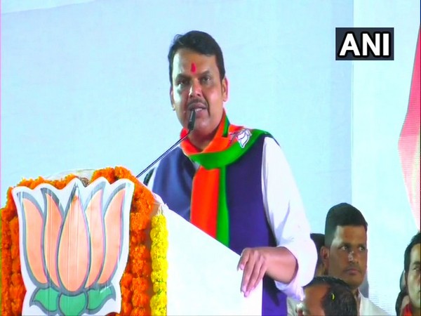Maharashtra Chief Minister Devendra Fadnavis addressing a public gathering in Pune on Thursday. Photo/ANI