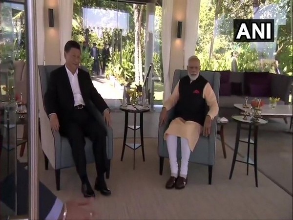 Chinese President Xi Jinping and Prime Minister Narendra Modi at the one-on-one talks during the Second Informal Summit in Mamallapuram on Saturday (Photo/ANI)