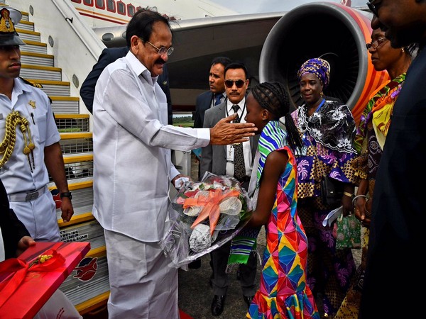 Vice President M Venkaiah Naidu arrived in Sierra Leone on Saturday (Photo tweeted by MEA spokesperson)