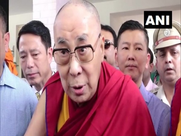 Dalai Lama talking to reporters in Himachal Pradesh. Photo/ANI