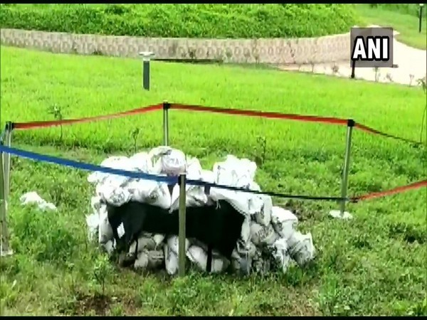 Visuals of explosives shifted to an open space near Hubli railway station. Photo/ANI