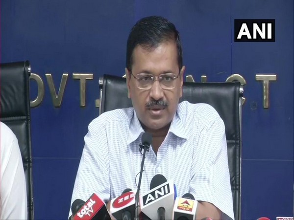Delhi Chief Minister Arvind Kejriwal addressing a press conference on Tuesday. Photo/ANI
