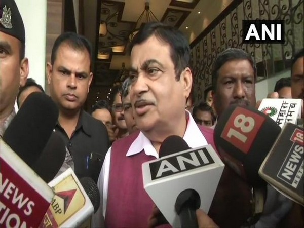 Union Minister Nitin Gadkari speaking to reporters in Nagpur on Saturday. Photo/ANI