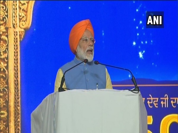 Prime Minister Narendra Modi speaking at the inauguration ceremony of Kartarpur Corridor at Dera Baba Nanak, Punjab on Saturday.