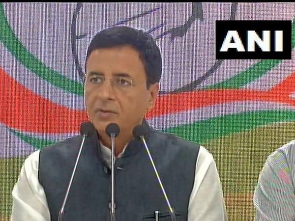 Congress Spokesperson Randeep Singh Surjewala addressing a press conference in New Delhi on Saturday. Photo/ANI