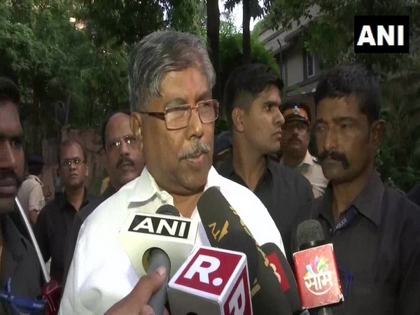 Maharashtra BJP unit chief Chandrakant Patil talking to reporters on Tuesday. Photo/ANI