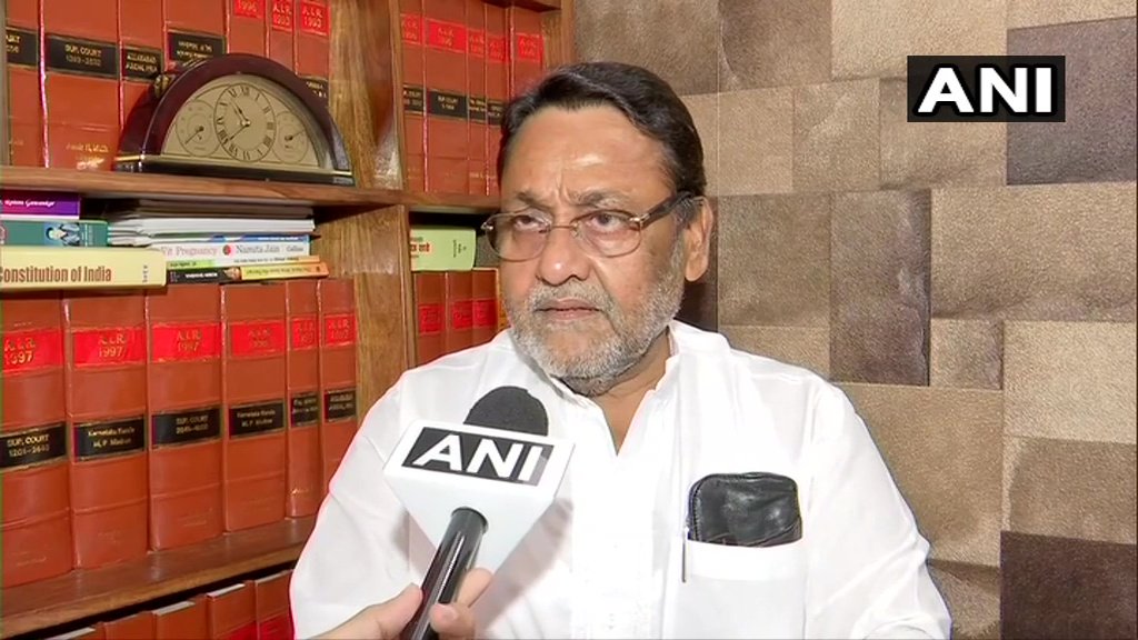 NCP leader Nawab Malik speaking to ANI on Friday. Photo/ANI