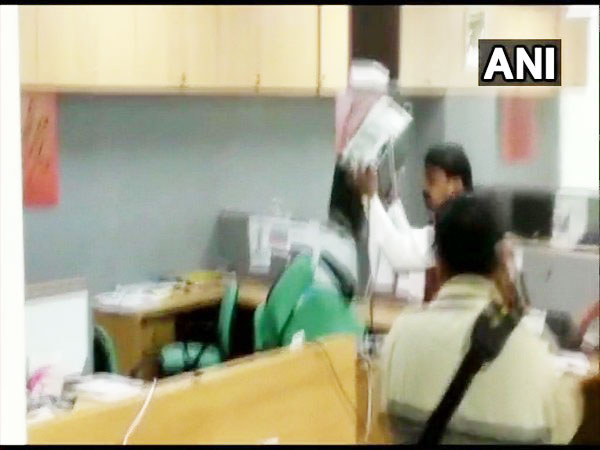 Shiv Sena workers vandalised an insurance company's office in Pune on Wednesday. Photo/ANI