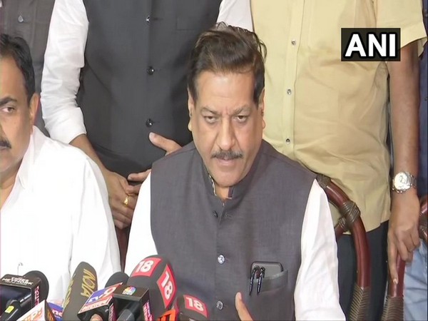 Congress leader Prithviraj Chavan speaking to media after a meeting with Shiv Sena and NCP leader in Mumbai on Friday. Photo/ANI