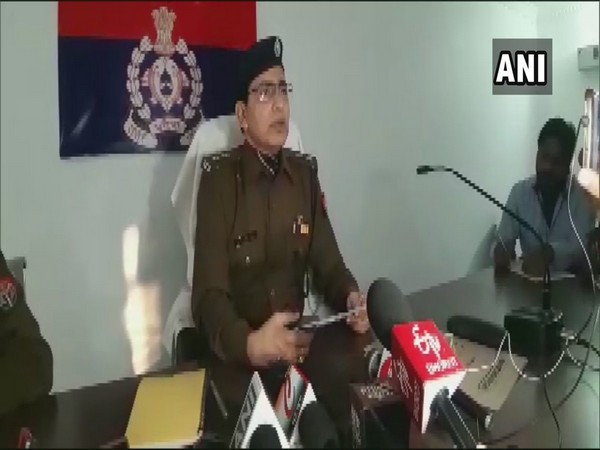SP DV Singh addresses media in Mirzapur. Photo/ANI