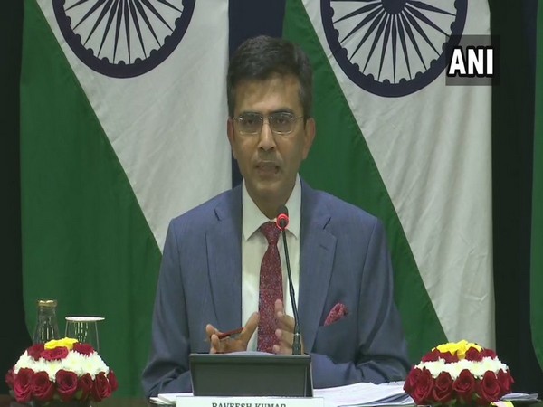 MEA spokesperson Raveesh Kumar speaking at a media briefing in New Delhi on Thursday. Photo/ANI