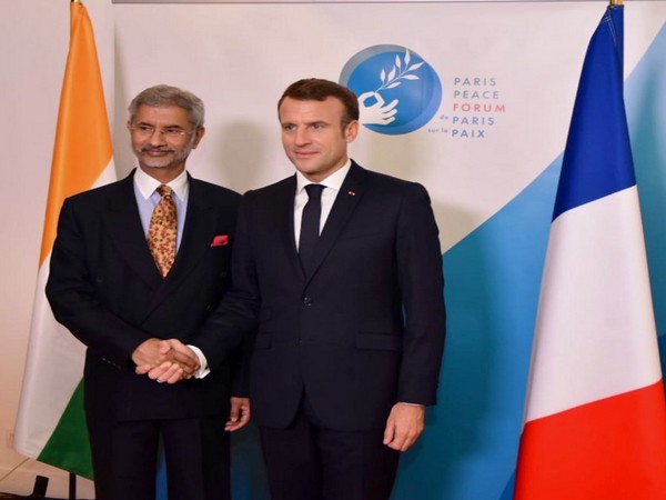 External Affairs Minister S Jaishankar here on Tuesday met French President Emmanuel Macron