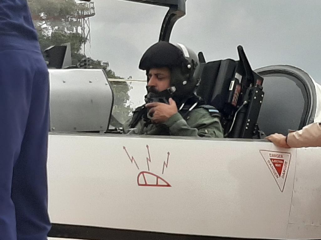 IAF Chief RKS Bhadauria flew sortie in HTT-40 trainer aircraft on Thursday. (Photo tweeted by HAL)
