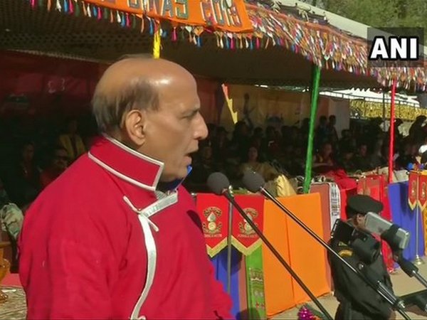 Defence Minister Rajnath Singh addressing the Maitree Diwas Celebrations in Tawang, Arunachal Pradesh on Thursday. Photo/ANI