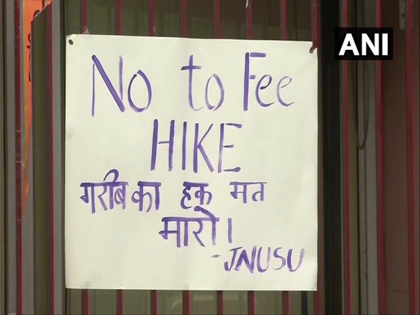 Poster put up near Jawaharlal Nehru University's (JNU) administration block (Photo/ANI)