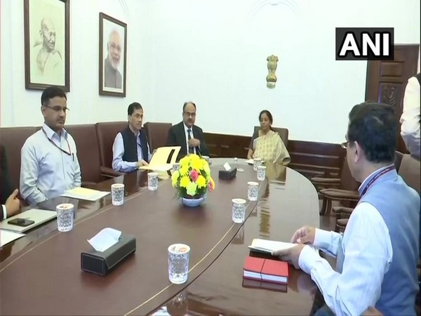 Union Finance Minister Nirmala Sitharaman held a meeting with chartered accountants and traders' body in New Delhi on Saturday. Photo/ANI