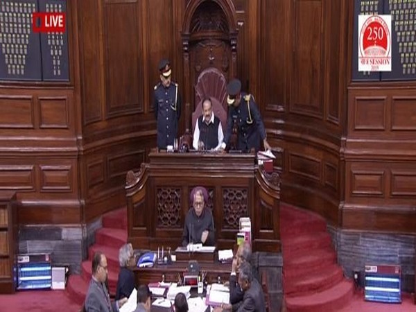 Visuals from Rajya Sabha on Tuesday. (Picture courtesy: RS TV)