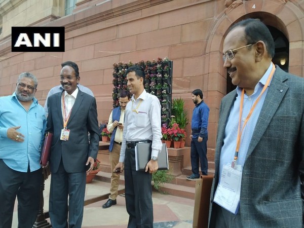 ISRO Chief K Sivan and NSA Ajit Doval at the Parliament on Tuesday.