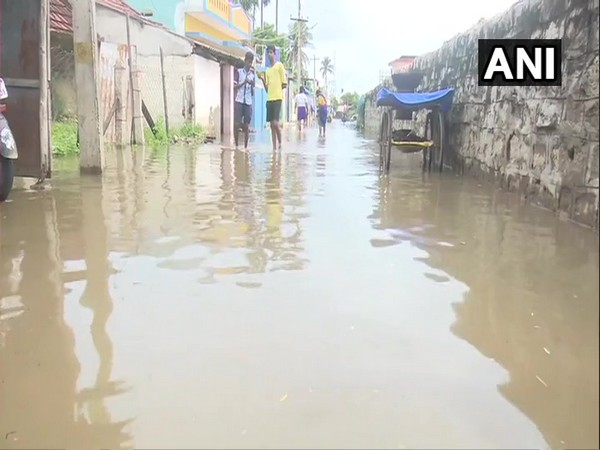 The waterlogged area of Rameswaram on Monday