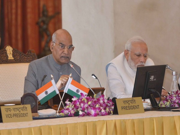 President Ram Nath Kovind and Prime Minister Narendra Modi at the Governors Conference in New Delhi on Sunday. Photo/@rashtrapatibhvn