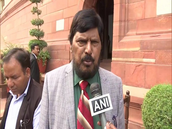 Union Minister Ramdas Athawale speaking to ANI in Parliament  on Tuesday. Photo/ANI
