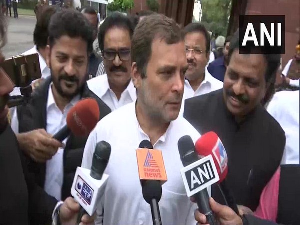 Congress leader Rahul Gandhi speaking to media persons in New Delhi on Thursday (Photo/ANI)