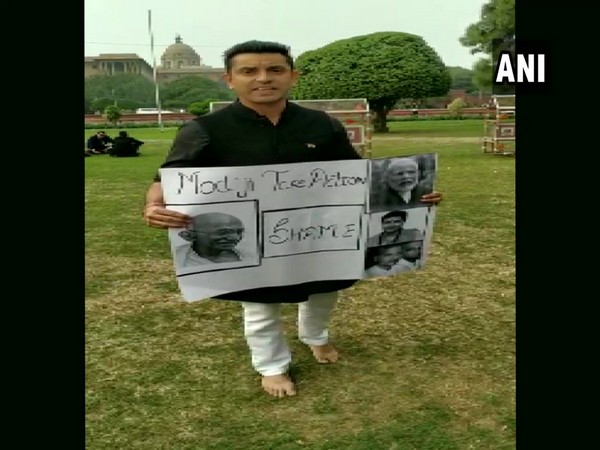 Political Analyst Tehseen Poonawalla protesting in Delhi on Thursday.