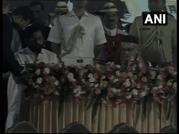 Mumbai: Shiv Sena leader Eknath Shinde took oath as minister on Thursday. Photo/ANI