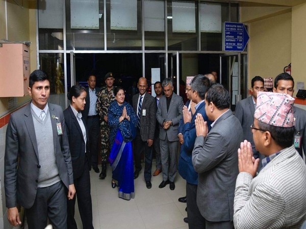 Nepal President Bidhya Devi Bhandari at Manmohan Cardiothoracic, Vascular and Transplant Centre in Kathmandu on Thursday.