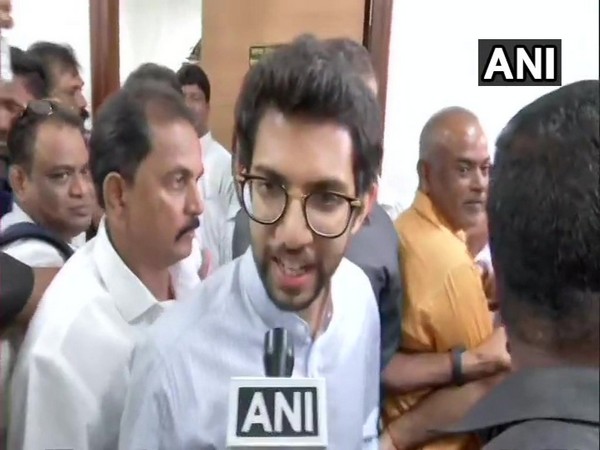 Shiv Sena leader Aditya Thackeray talking to ANI on Friday. Photo/ANI