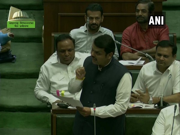 BJP leader Devendra Fadnavis speaking in Maharashtra Assembly on Saturday. Photo/ANI