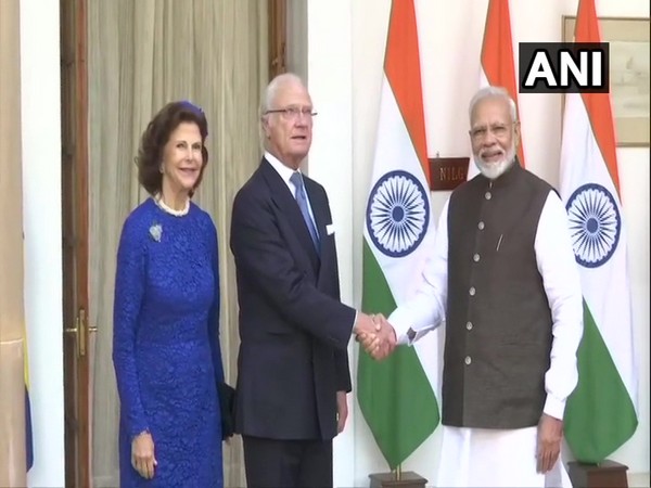 Swedish King Carl XVI Gustaf Folke Hubertus and Queen Silvia Renate meets Prime Minister Narendra Modi at Hyderabad House