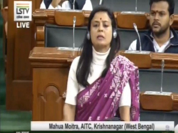 TMC MP Mahua Moitra speaking in Lok Sabha on Monday. Photo/ANI