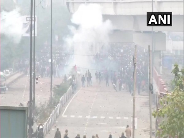 A clash broke out between police and a crowd during a protest against the new citizenship law in Delhi's Zafrabad on Tuesday. Photo/ANI