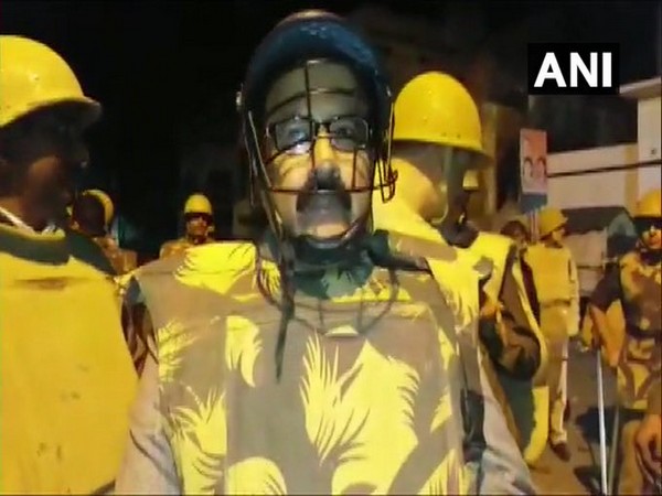 Mau DM Gyan Prakash Tripathi speaking to reporters on Monday night. Photo/ANI