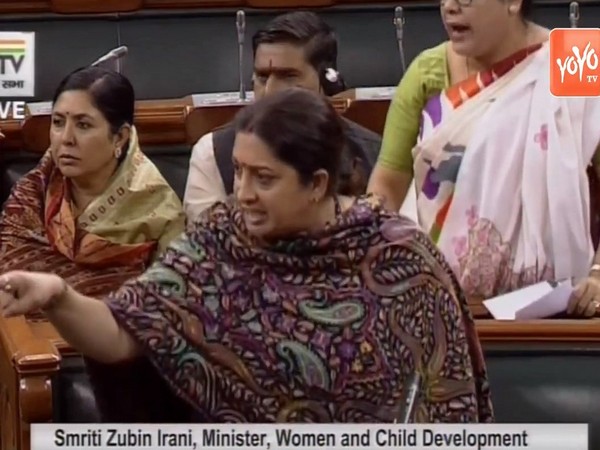 Union Minister Smriti Irani speaking in Lok Sabha on Friday. (Photo: Lok Sabha TV)