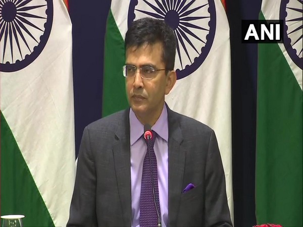 MEA spokesperson Raveesh Kumar speaking to reporters in New Delhi on Friday.