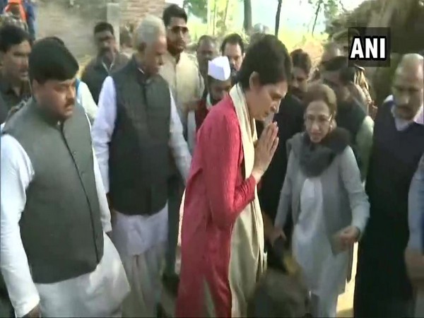 Congress leader Priyanka Gandhi visiting the family of Unnao rape victim on Saturday.