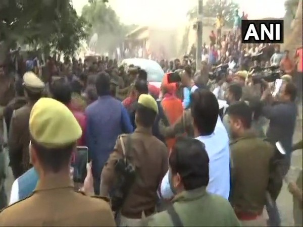 NSUI protest against visit by BJP leaders to Unnao rape victim's residence on Saturday.