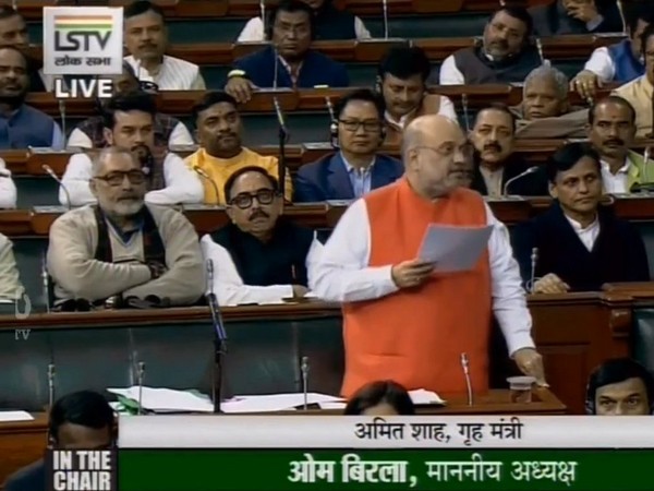 Home Minister Amit Shah speaking in Parliament on Monday. Photo/LSTV
