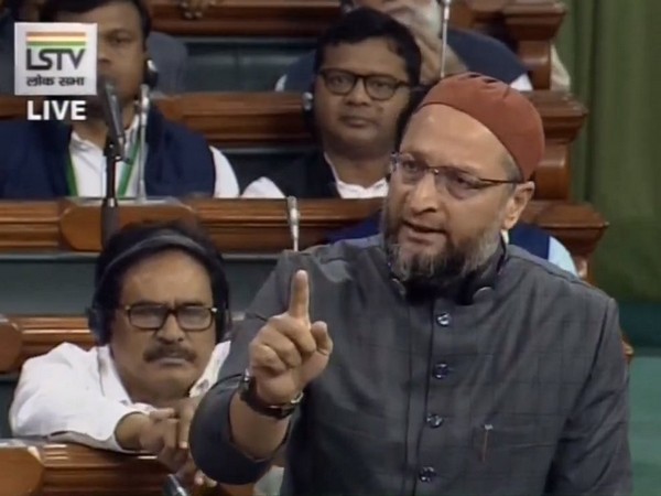 AIMIM chief Asaduddin Owaisi speaking in the Lok Sabha on Monday. Photo/ANI