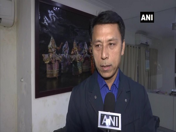 Manipur Education Minister Thokchom Radheshyam Singh speaking to ANI in New Delhi on Monday. Photo/ANI