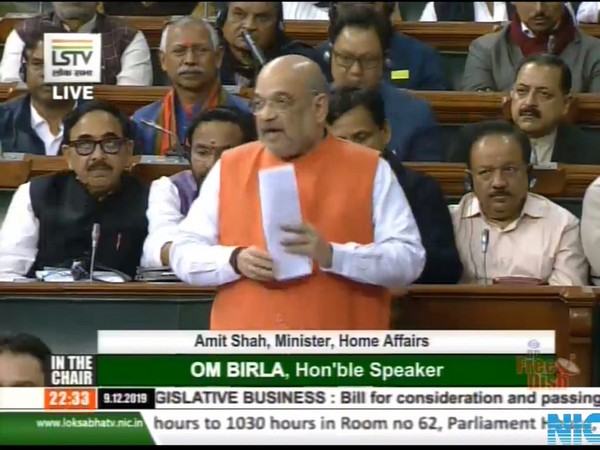 Union Home Minister Amit Shah speaking in the Lok Sabha on Monday. 