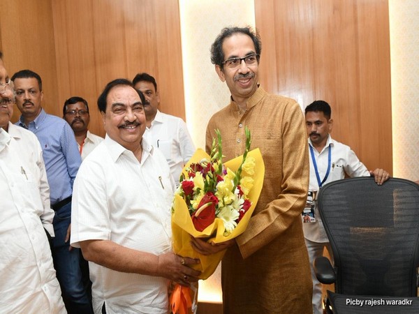 BJP leader Eknath Khadse meets Maharashtra Chief Minister Uddhav Thackeray in Mumbai on Tuesday. Photo/ANI